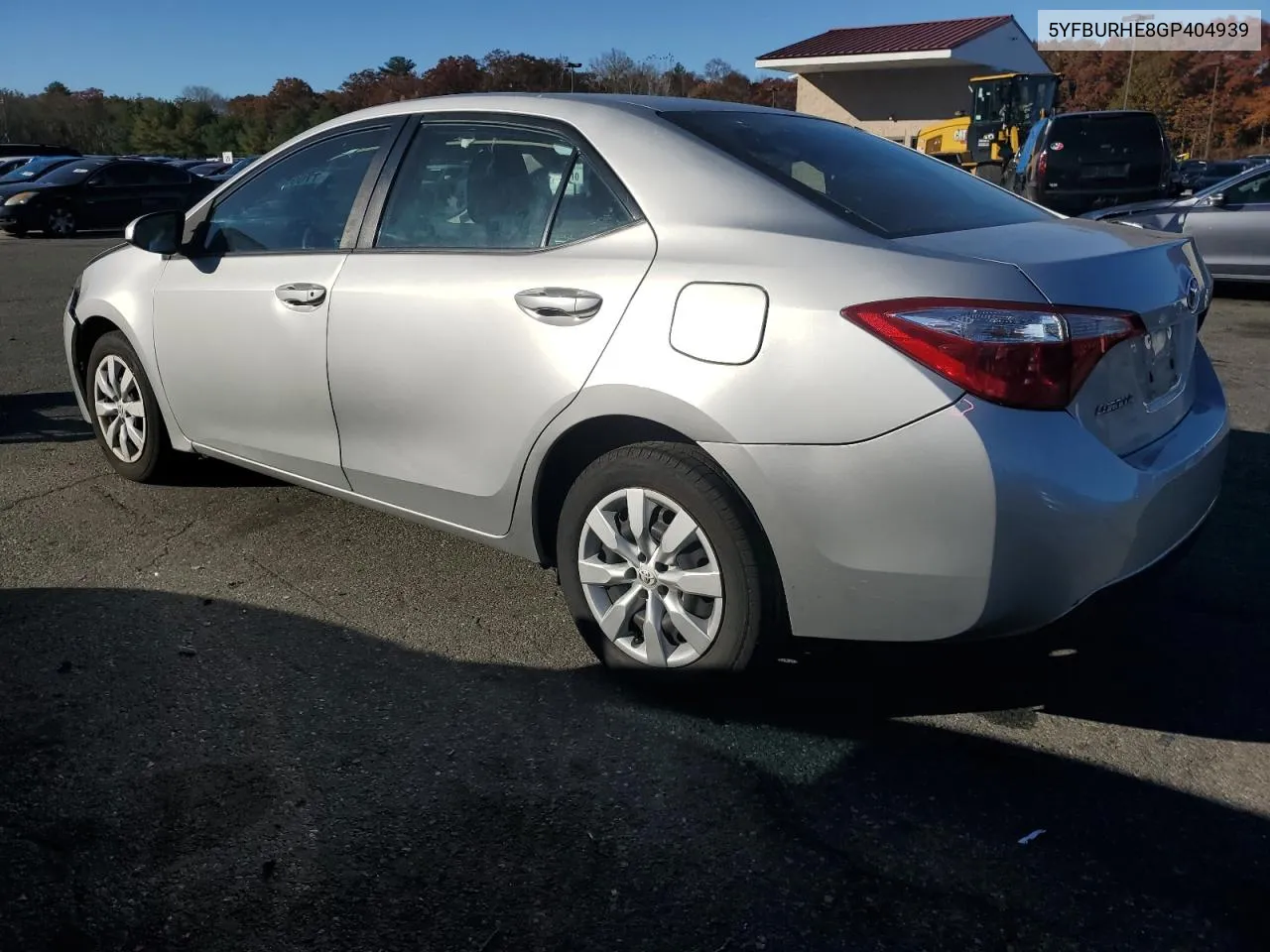 2016 Toyota Corolla L VIN: 5YFBURHE8GP404939 Lot: 77095214