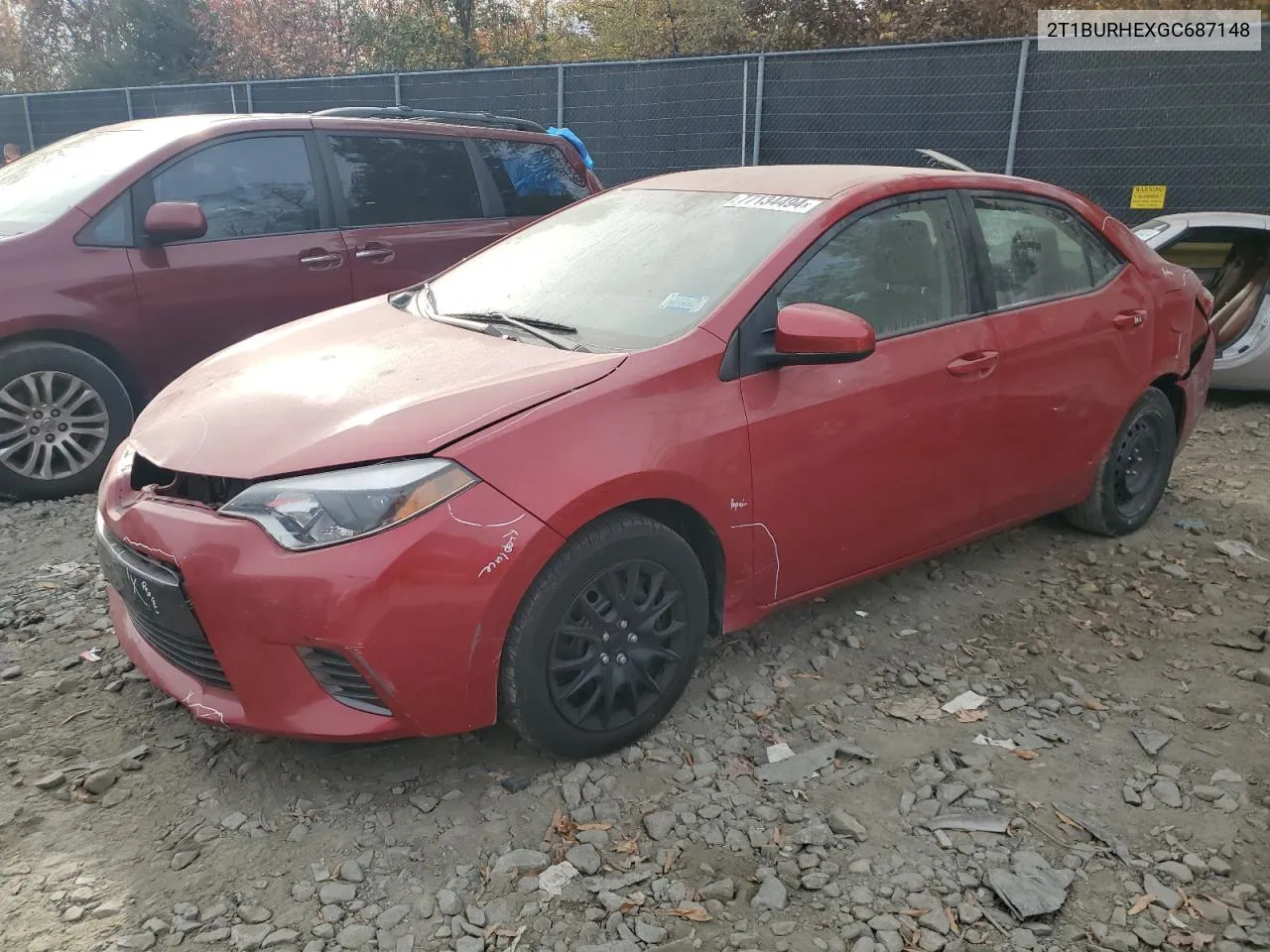 2016 Toyota Corolla L VIN: 2T1BURHEXGC687148 Lot: 77134494