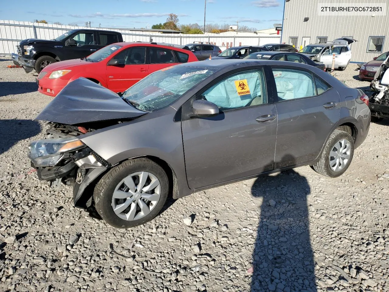 2016 Toyota Corolla L VIN: 2T1BURHE7GC672851 Lot: 77388394