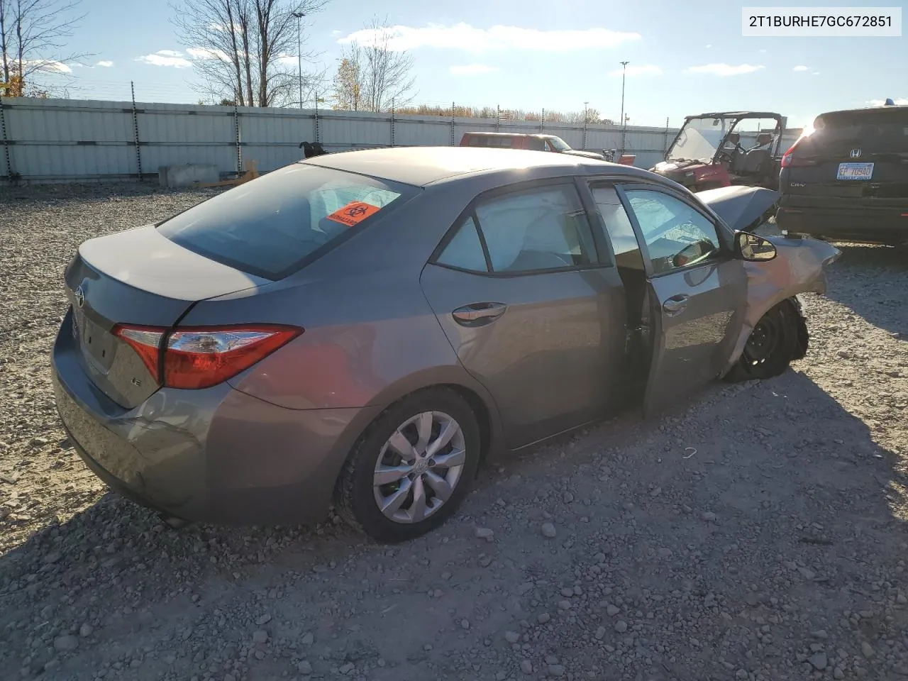 2016 Toyota Corolla L VIN: 2T1BURHE7GC672851 Lot: 77388394