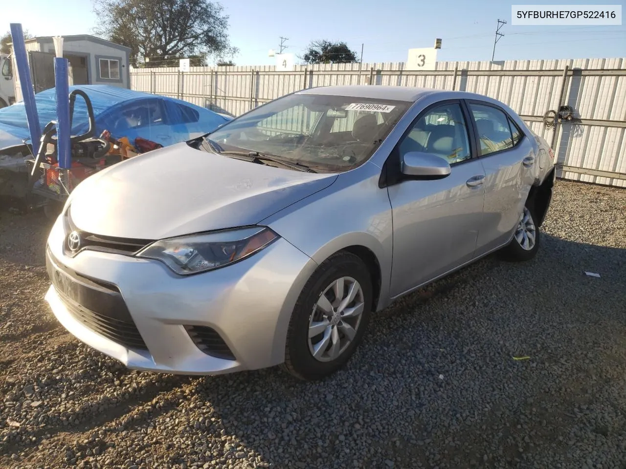 2016 Toyota Corolla L VIN: 5YFBURHE7GP522416 Lot: 77690964