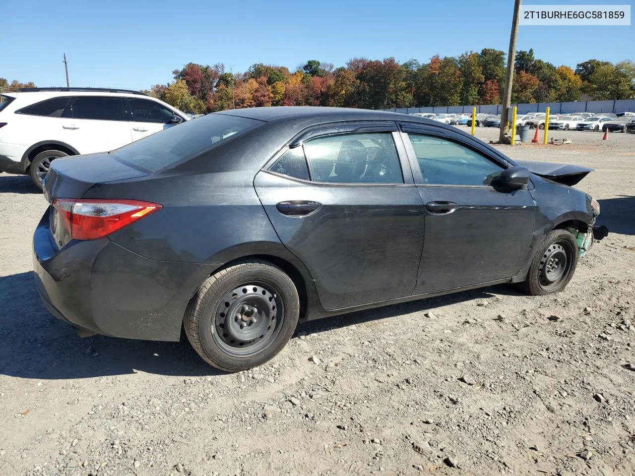 2016 Toyota Corolla L VIN: 2T1BURHE6GC581859 Lot: 77833694