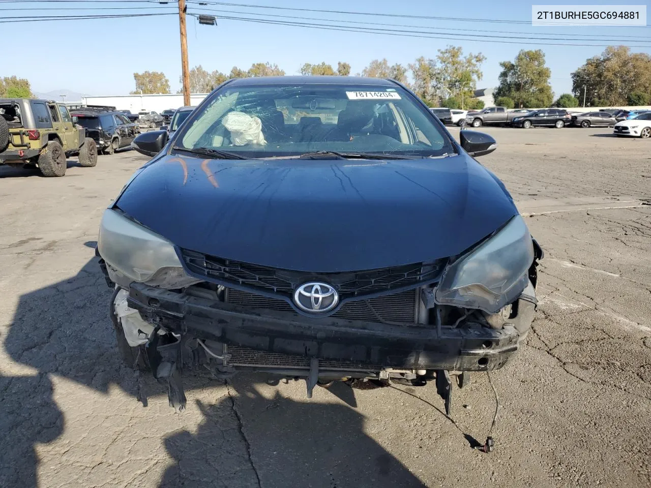 2016 Toyota Corolla L VIN: 2T1BURHE5GC694881 Lot: 78714204