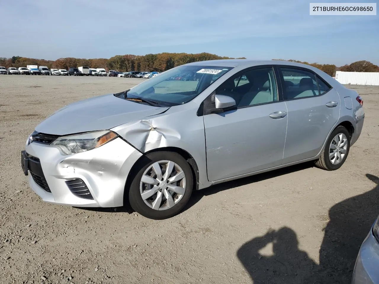 2016 Toyota Corolla L VIN: 2T1BURHE6GC698650 Lot: 78891924