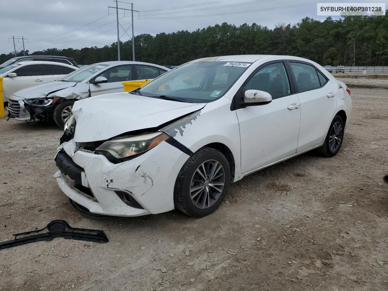 2016 Toyota Corolla L VIN: 5YFBURHE4GP381238 Lot: 79483974