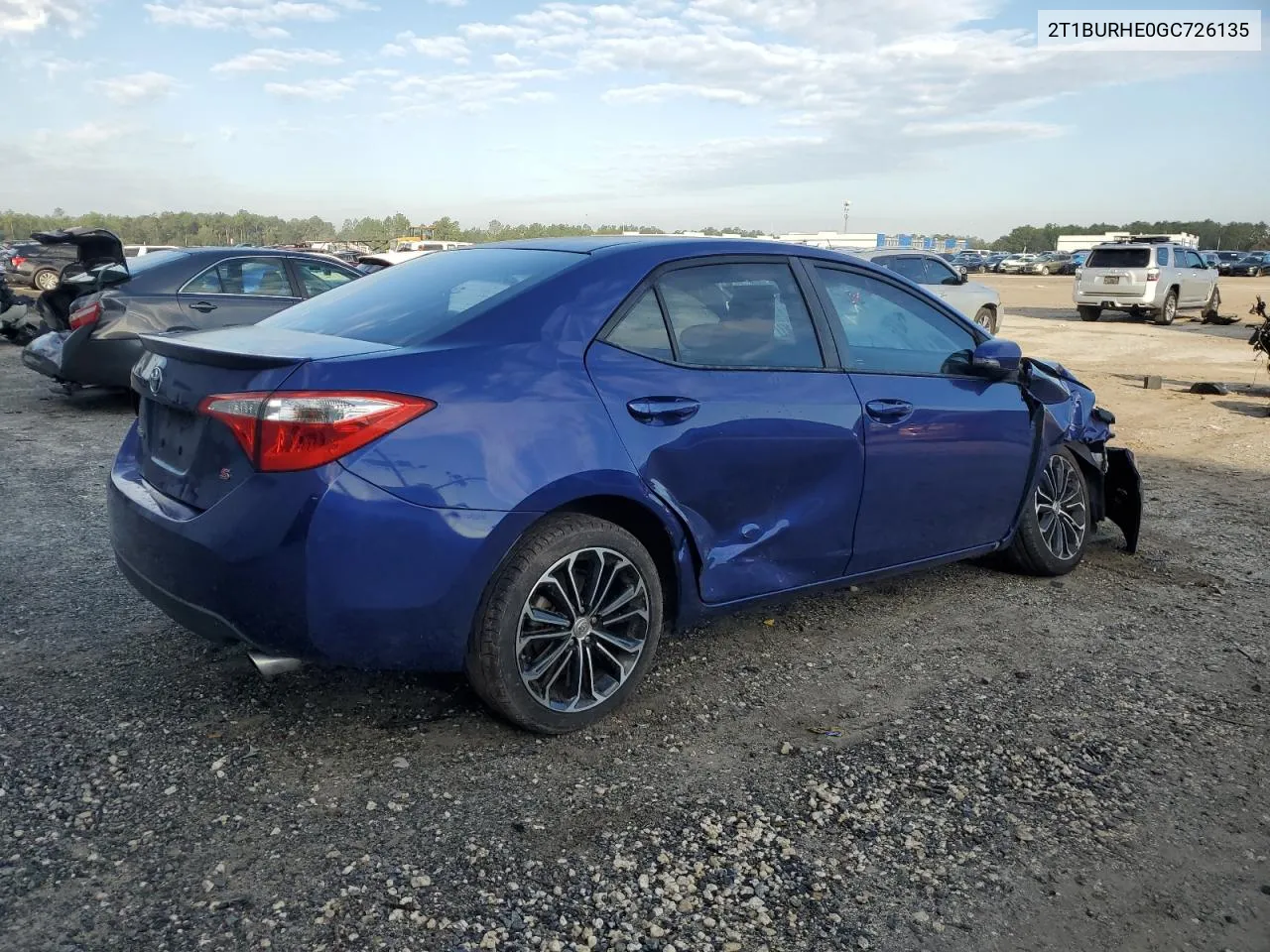 2016 Toyota Corolla L VIN: 2T1BURHE0GC726135 Lot: 79937274