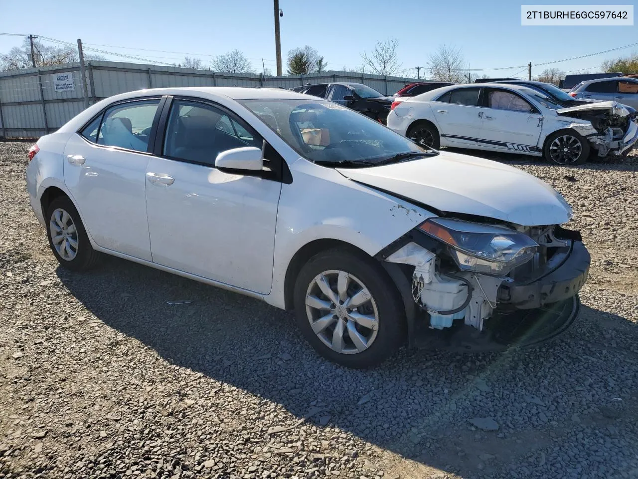 2016 Toyota Corolla L VIN: 2T1BURHE6GC597642 Lot: 80371984