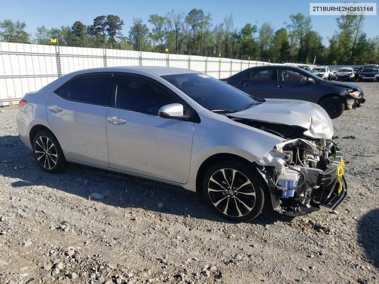 2017 Toyota Corolla L VIN: 2T1BURHE2HC851168 Lot: 48162114