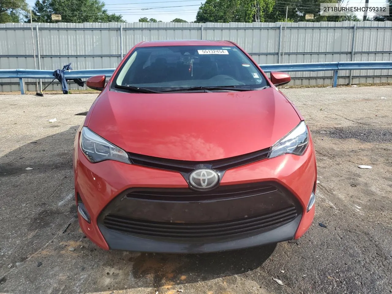 2017 Toyota Corolla L VIN: 2T1BURHE5HC759312 Lot: 55132454