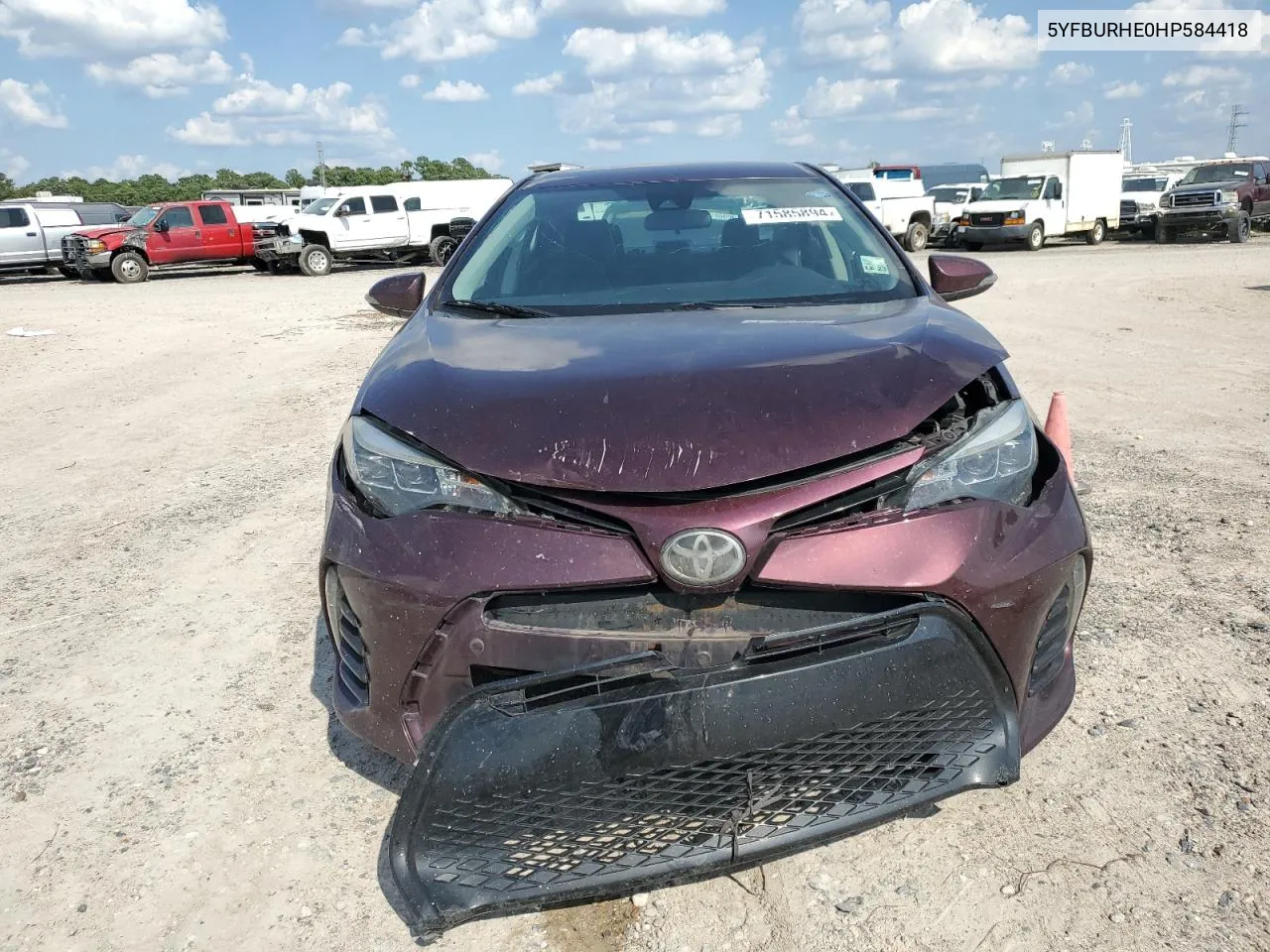 2017 Toyota Corolla L VIN: 5YFBURHE0HP584418 Lot: 71585894