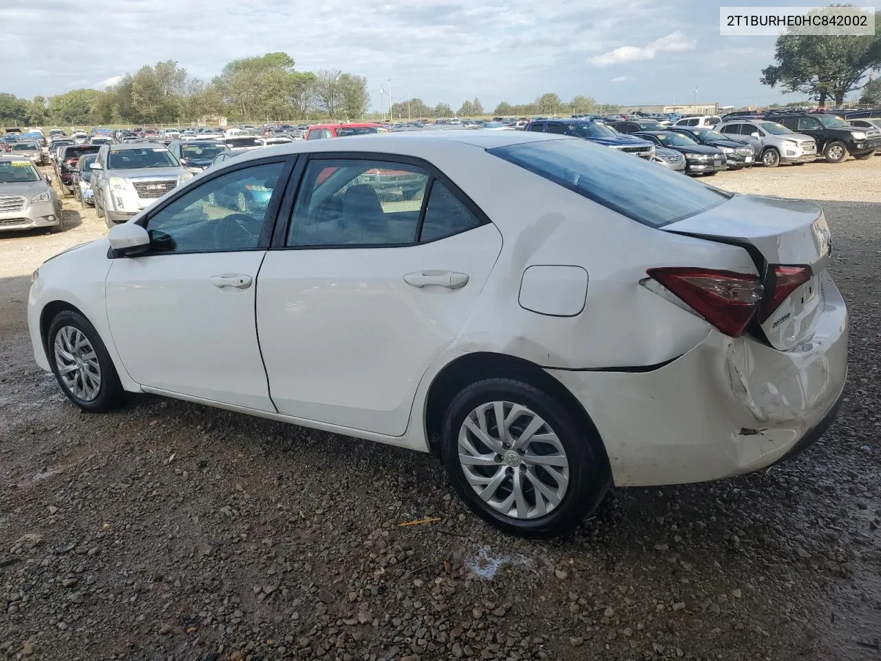 2017 Toyota Corolla L VIN: 2T1BURHE0HC842002 Lot: 71654334