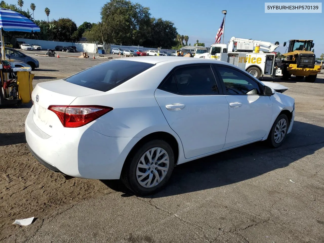 2017 Toyota Corolla L VIN: 5YFBURHE3HP570139 Lot: 71850134