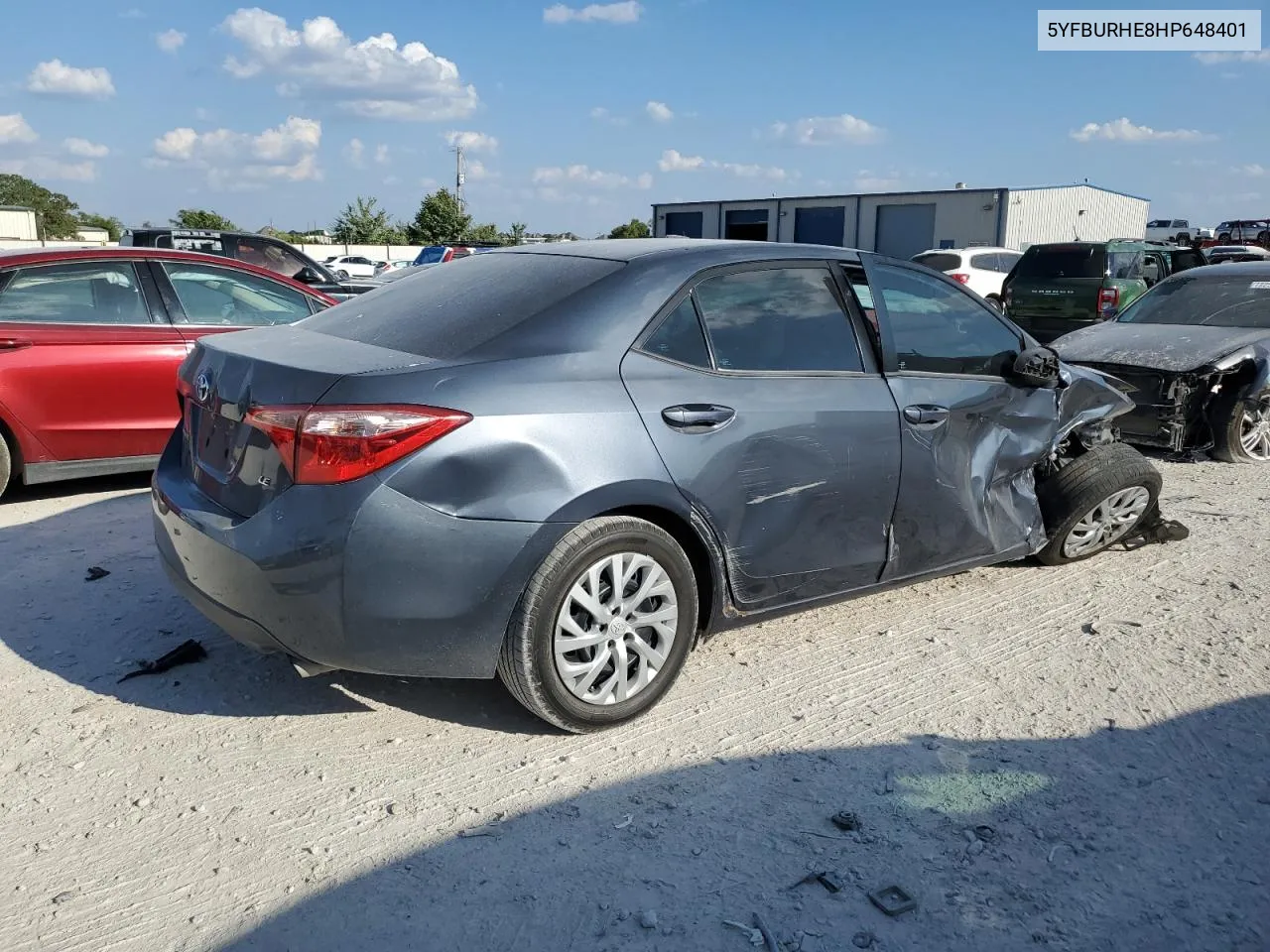 2017 Toyota Corolla L VIN: 5YFBURHE8HP648401 Lot: 72062734