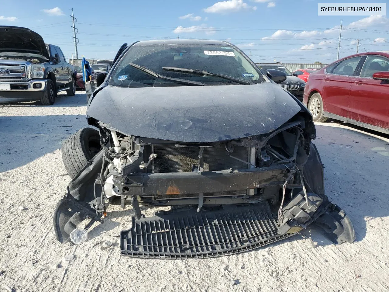 2017 Toyota Corolla L VIN: 5YFBURHE8HP648401 Lot: 72062734