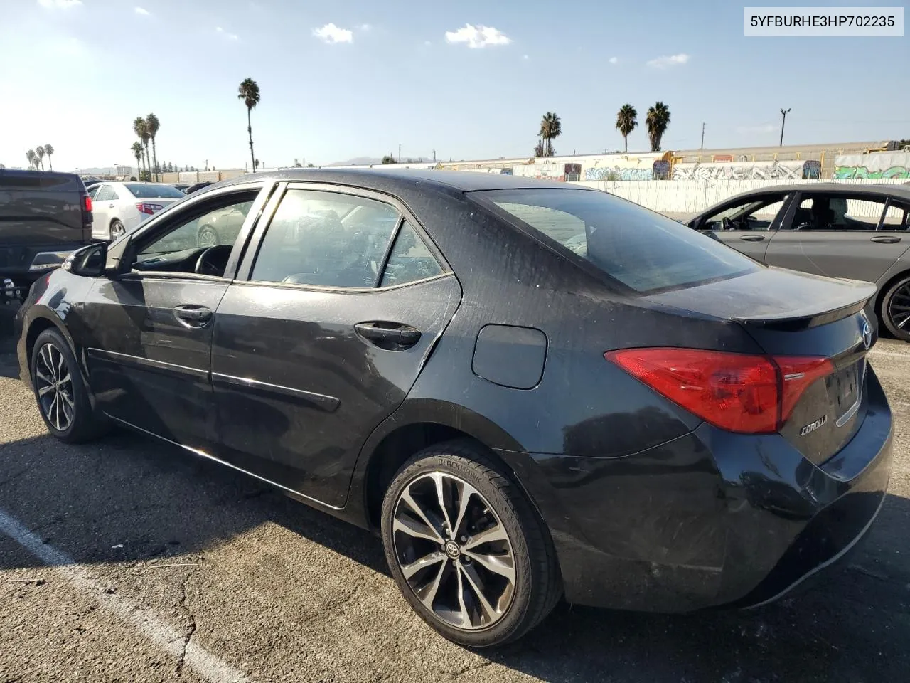 2017 Toyota Corolla L VIN: 5YFBURHE3HP702235 Lot: 72079534