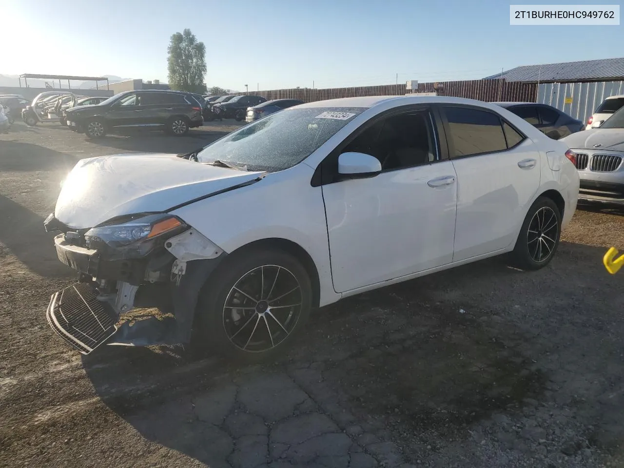 2017 Toyota Corolla L VIN: 2T1BURHE0HC949762 Lot: 72743234