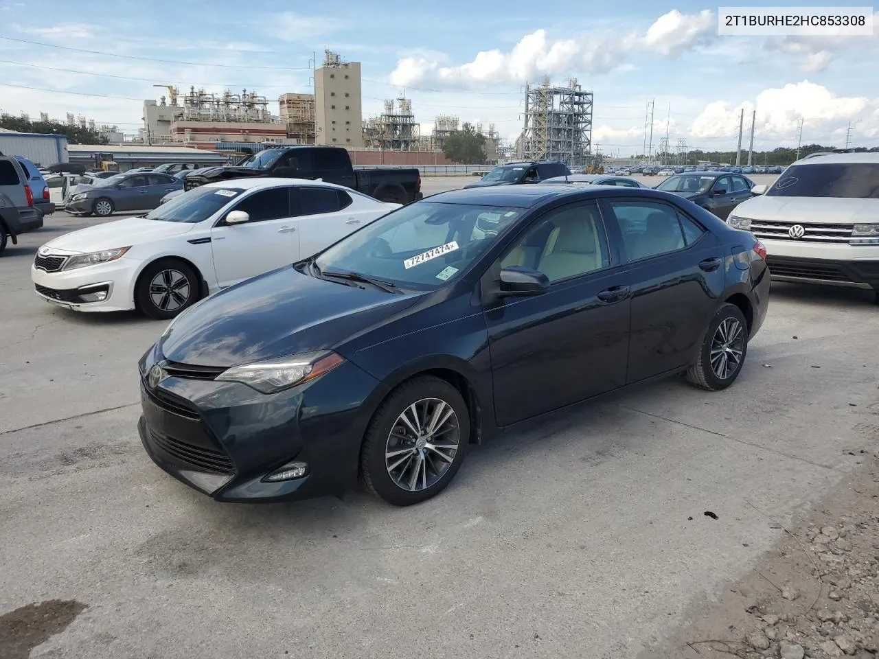 2017 Toyota Corolla L VIN: 2T1BURHE2HC853308 Lot: 72747474