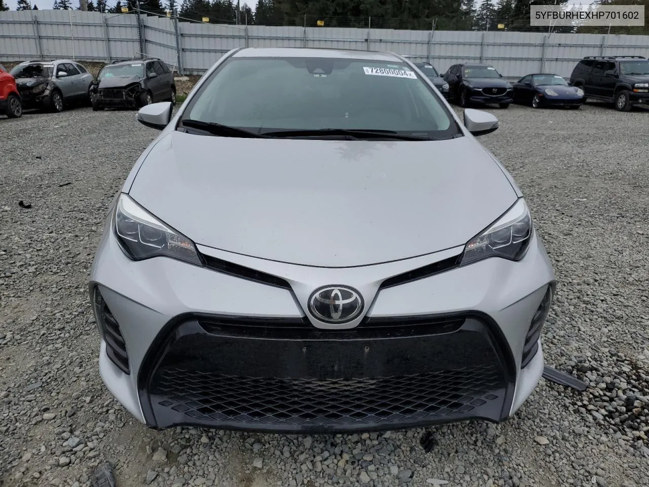 2017 Toyota Corolla L VIN: 5YFBURHEXHP701602 Lot: 72800004