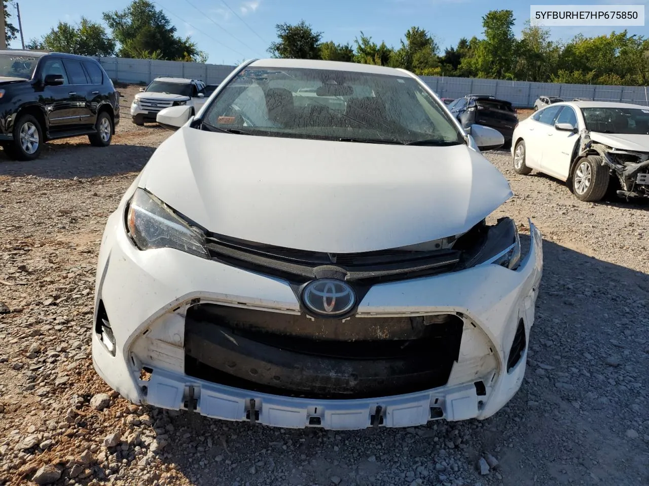 2017 Toyota Corolla L VIN: 5YFBURHE7HP675850 Lot: 72971104