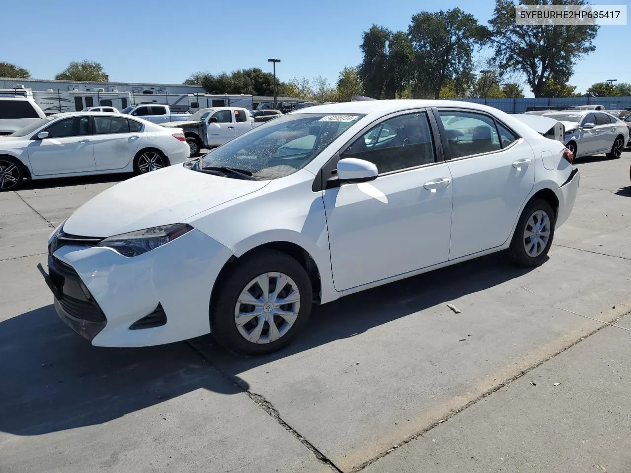 2017 Toyota Corolla L VIN: 5YFBURHE2HP635417 Lot: 74296734