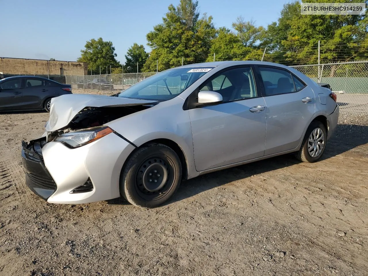 2017 Toyota Corolla L VIN: 2T1BURHE3HC914259 Lot: 74857024