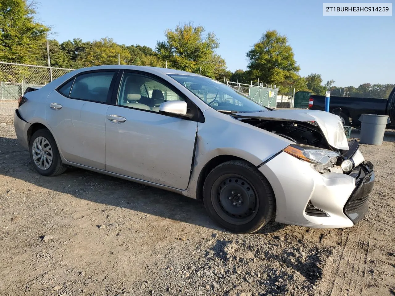 2017 Toyota Corolla L VIN: 2T1BURHE3HC914259 Lot: 74857024