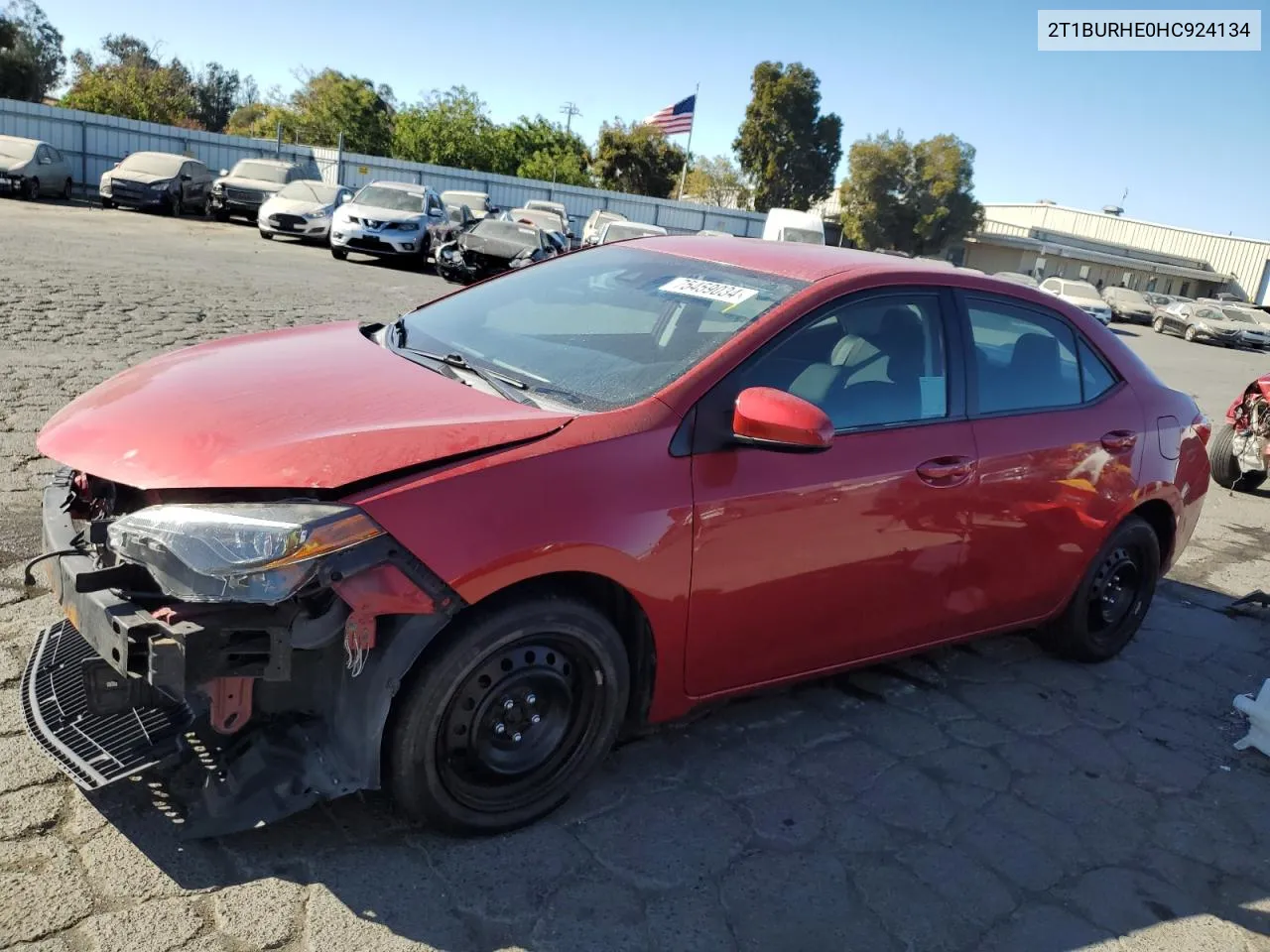 2017 Toyota Corolla L VIN: 2T1BURHE0HC924134 Lot: 75459034