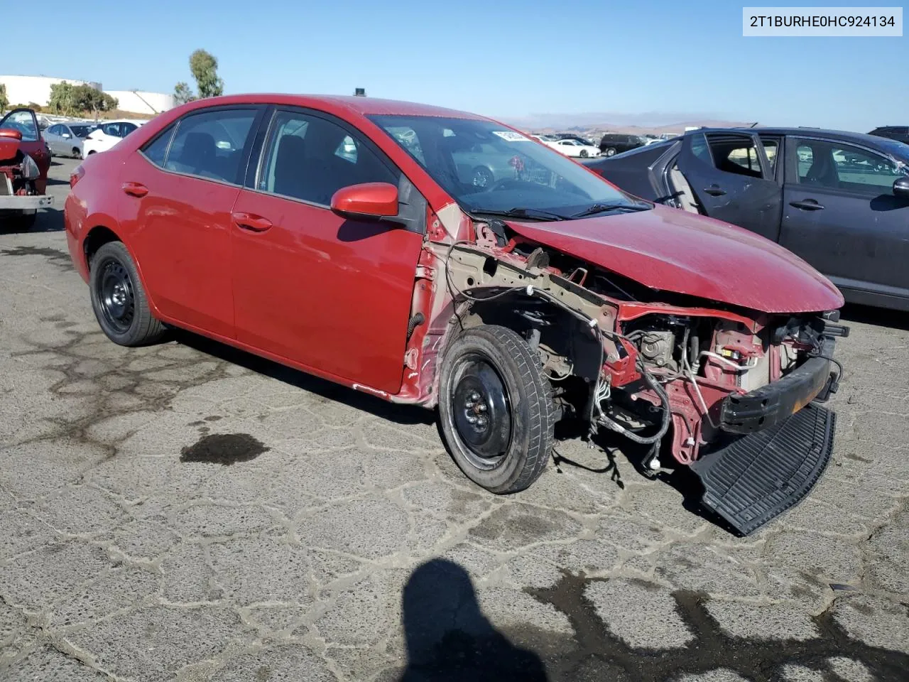 2017 Toyota Corolla L VIN: 2T1BURHE0HC924134 Lot: 75459034