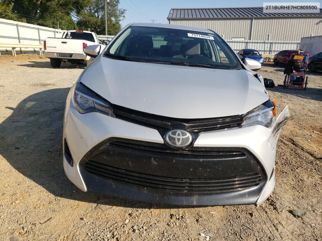 2017 Toyota Corolla L VIN: 2T1BURHE7HC805500 Lot: 75714634