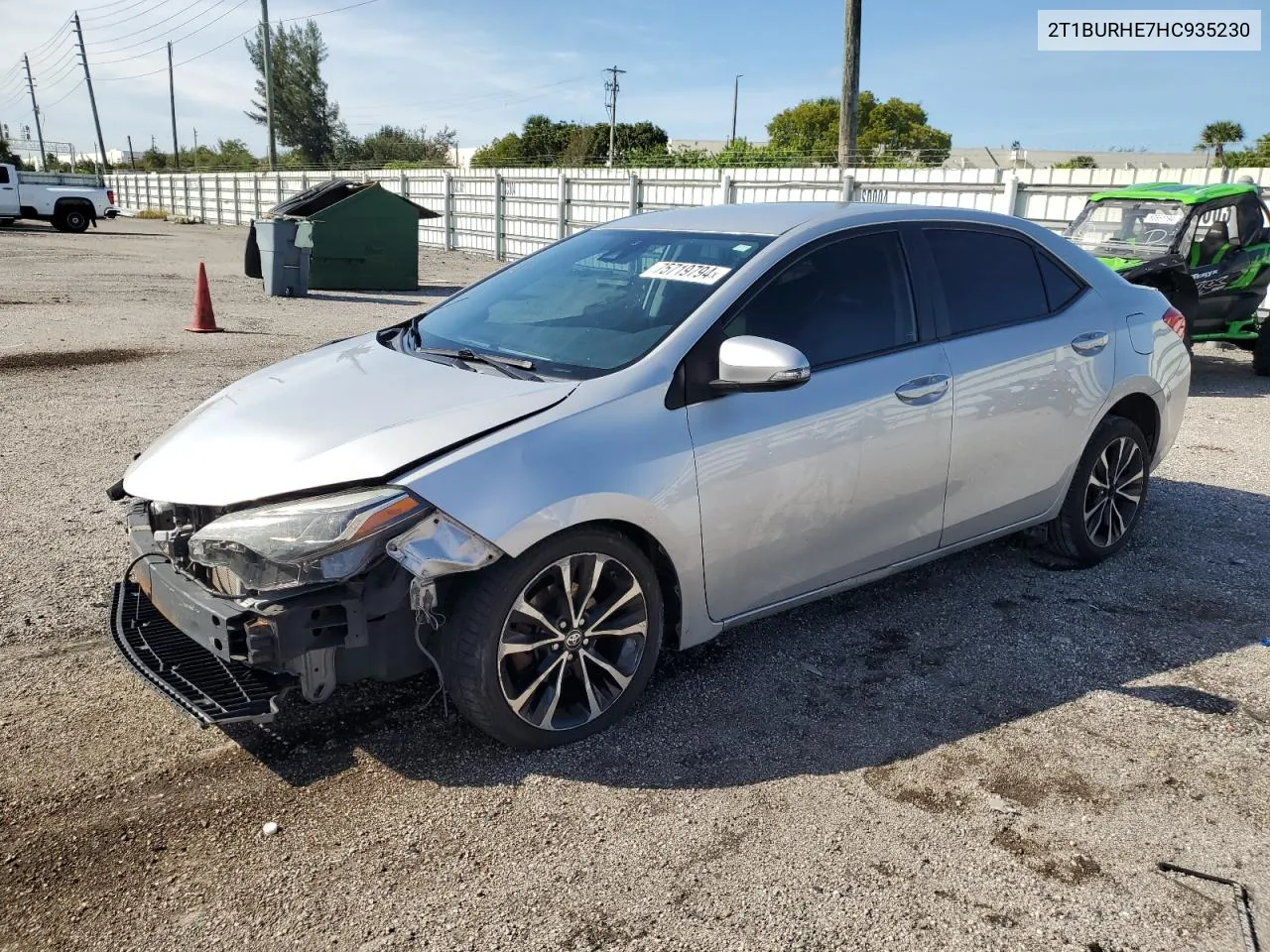 2017 Toyota Corolla L VIN: 2T1BURHE7HC935230 Lot: 75719794