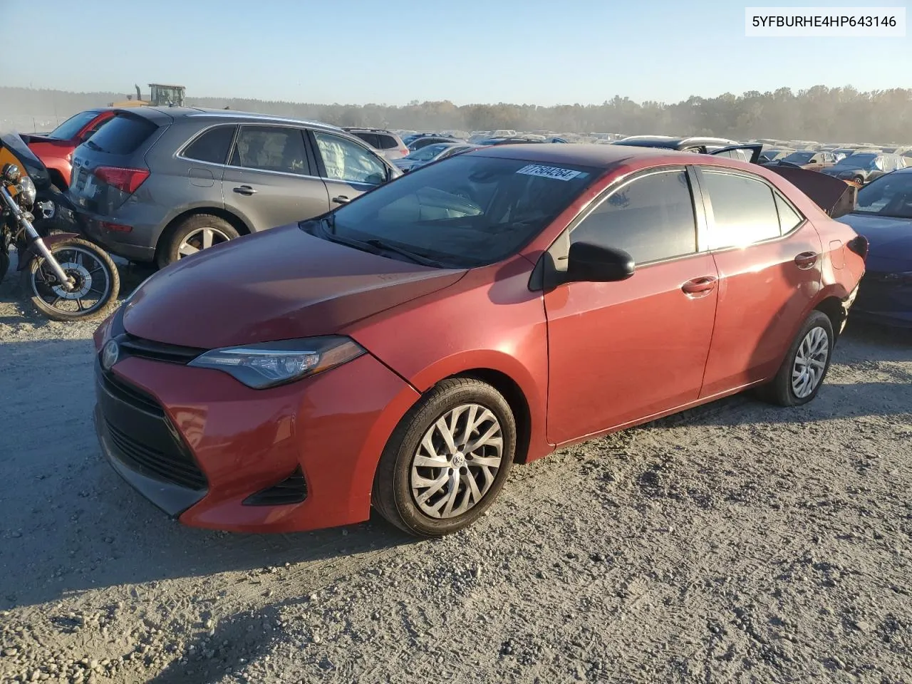 2017 Toyota Corolla L VIN: 5YFBURHE4HP643146 Lot: 77504264