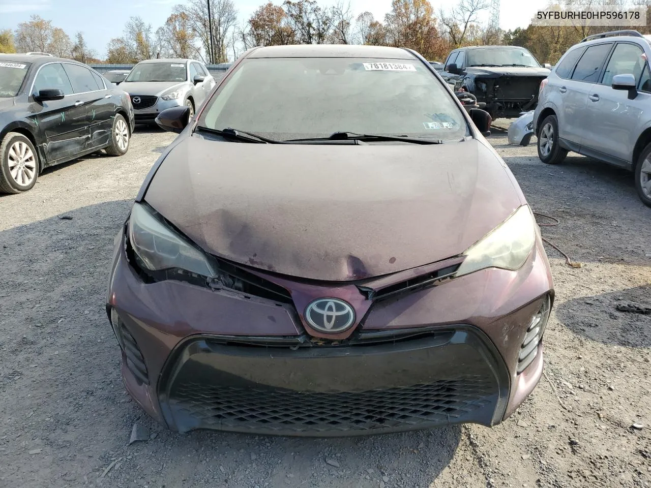 2017 Toyota Corolla L VIN: 5YFBURHE0HP596178 Lot: 78181384