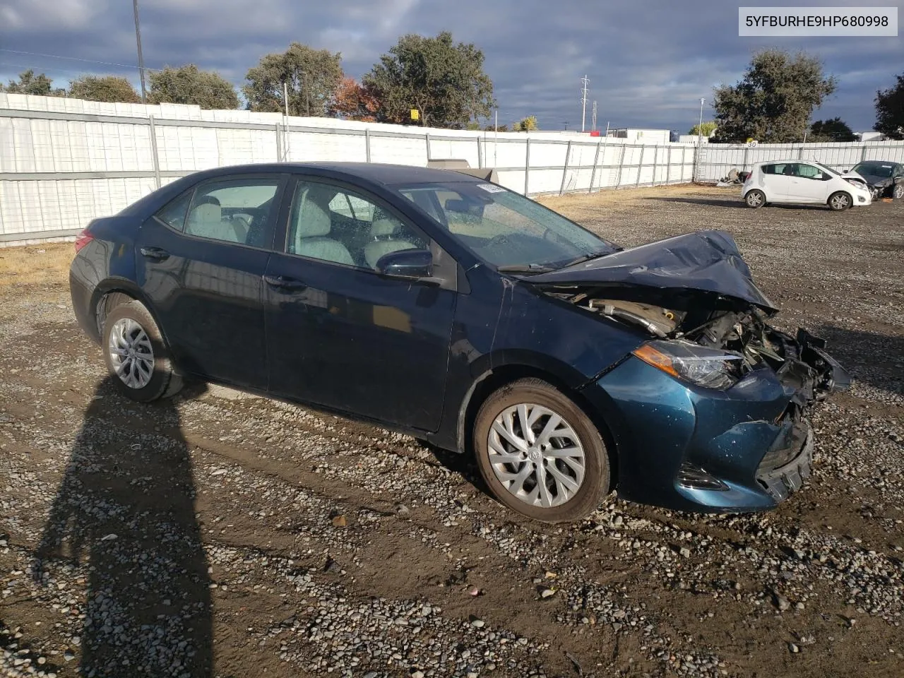 2017 Toyota Corolla L VIN: 5YFBURHE9HP680998 Lot: 78287844