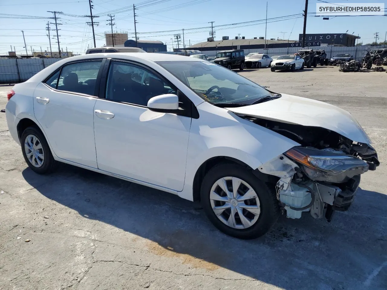 2017 Toyota Corolla L VIN: 5YFBURHE0HP585035 Lot: 78644984