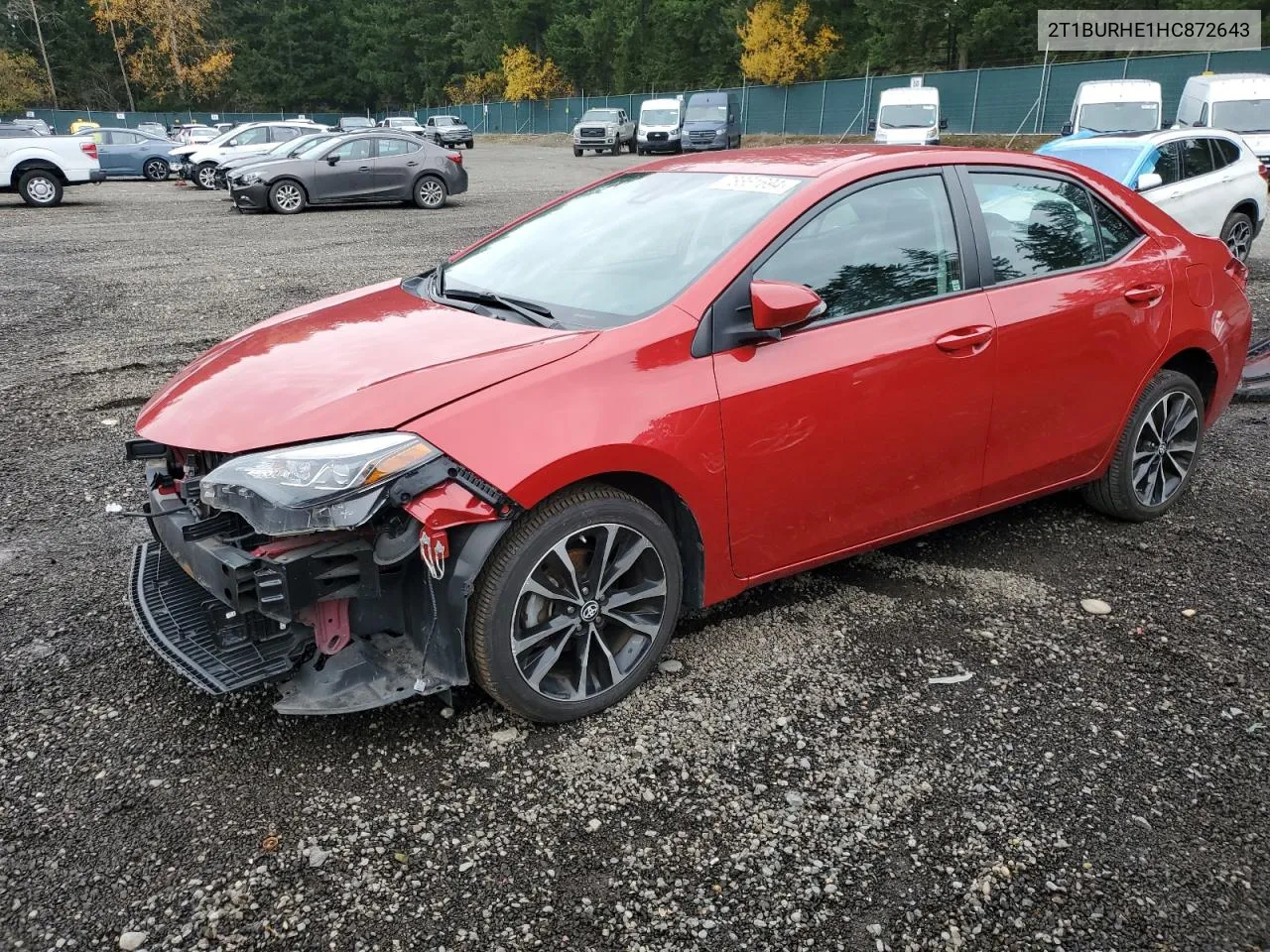 2017 Toyota Corolla L VIN: 2T1BURHE1HC872643 Lot: 78861694