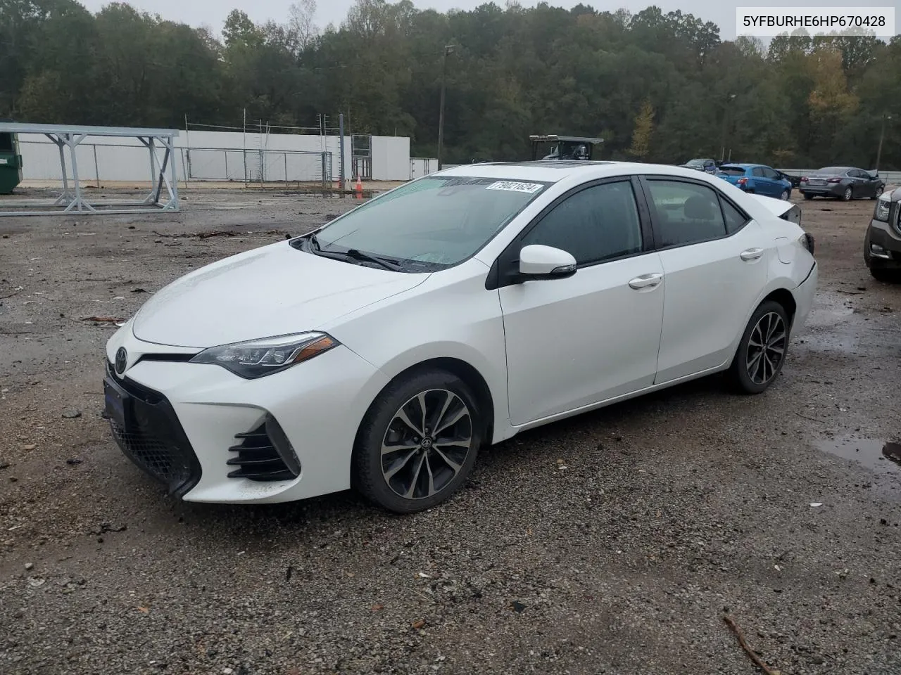 2017 Toyota Corolla L VIN: 5YFBURHE6HP670428 Lot: 79021624