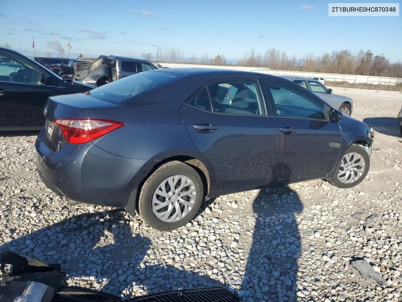 2017 Toyota Corolla L VIN: 2T1BURHE0HC870348 Lot: 79445914