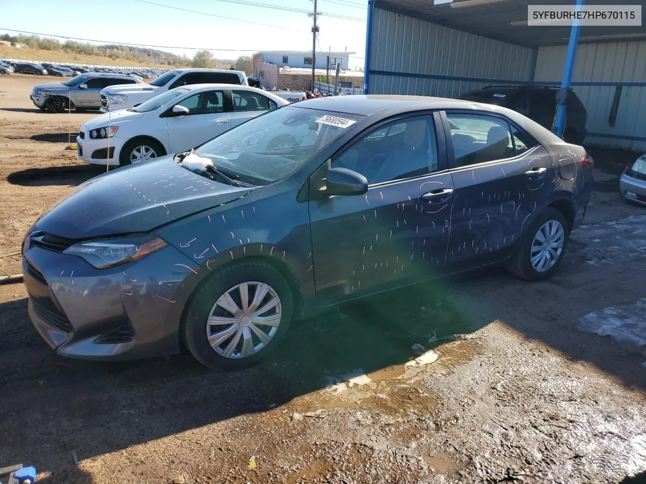 2017 Toyota Corolla L VIN: 5YFBURHE7HP670115 Lot: 79680594