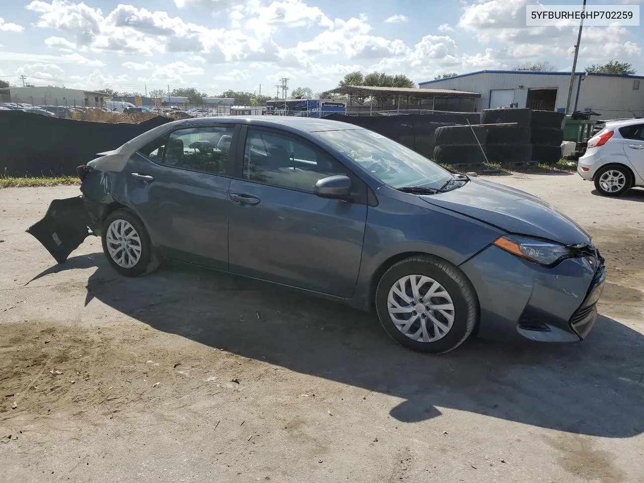 2017 Toyota Corolla L VIN: 5YFBURHE6HP702259 Lot: 80384704