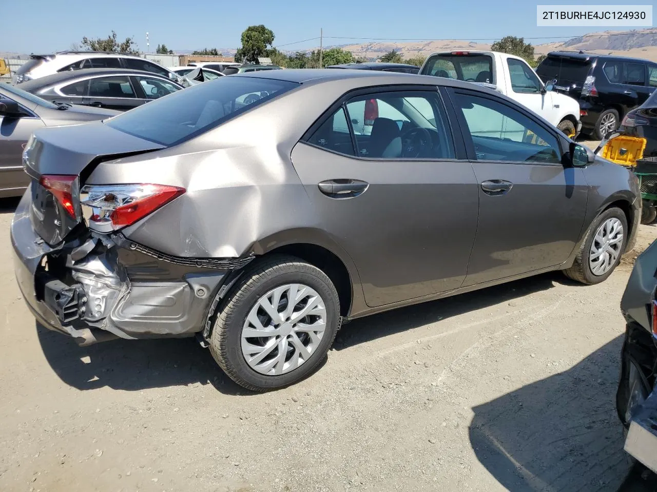 2018 Toyota Corolla L VIN: 2T1BURHE4JC124930 Lot: 68898694