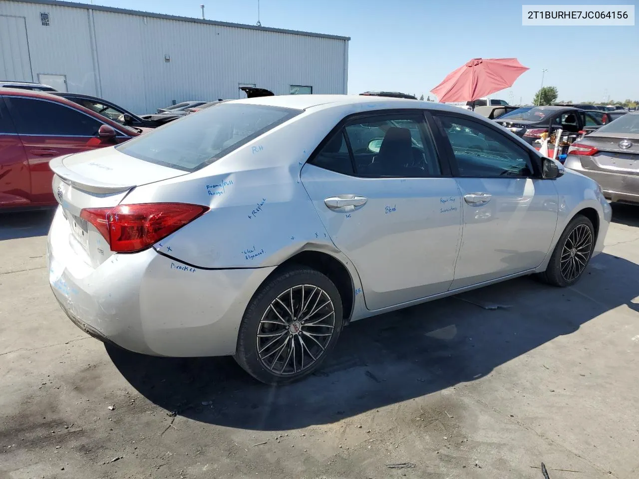 2018 Toyota Corolla L VIN: 2T1BURHE7JC064156 Lot: 69870464