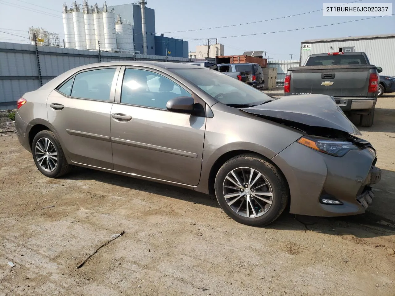 2018 Toyota Corolla L VIN: 2T1BURHE6JC020357 Lot: 70849364