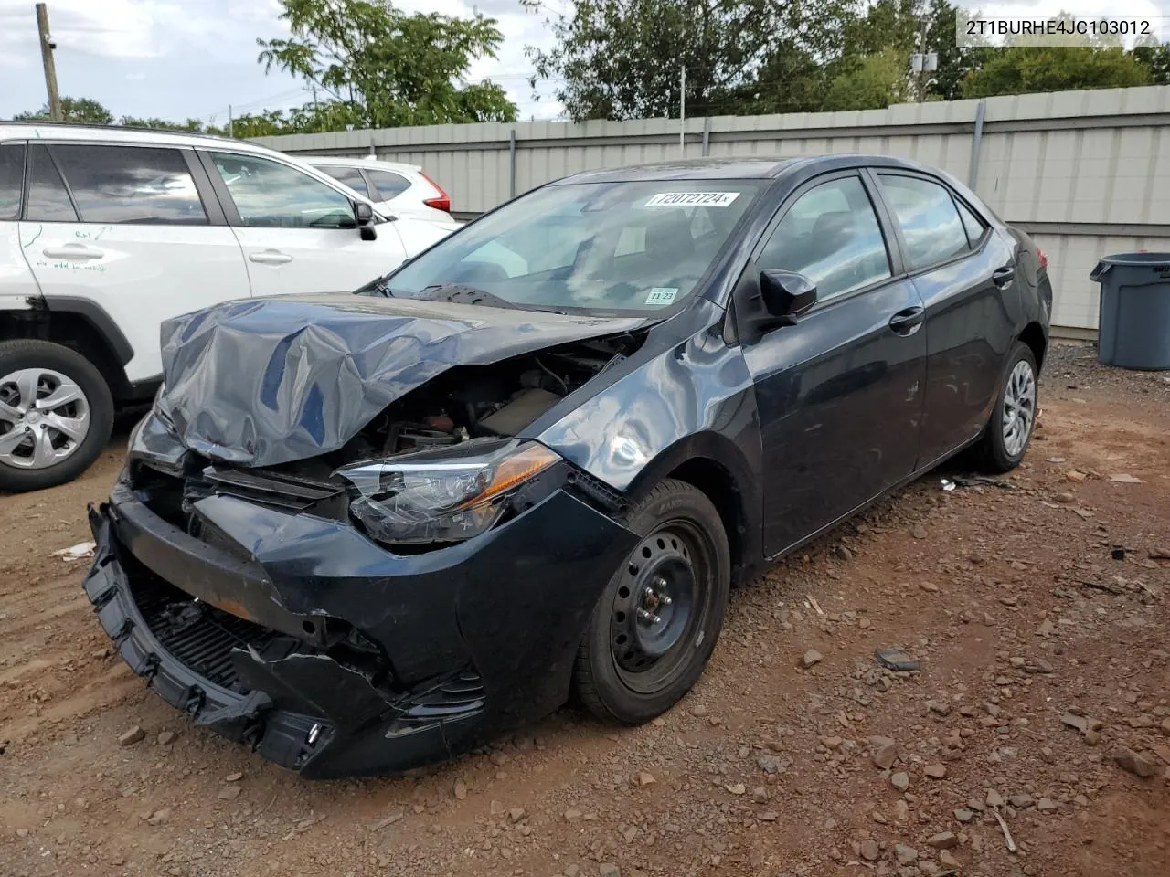 2018 Toyota Corolla L VIN: 2T1BURHE4JC103012 Lot: 72072724