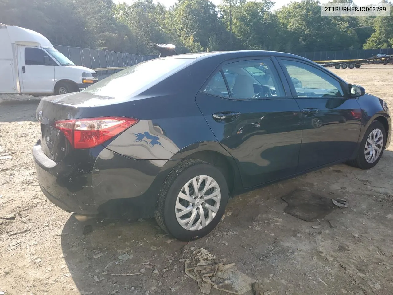 2018 Toyota Corolla L VIN: 2T1BURHE8JC063789 Lot: 72227154