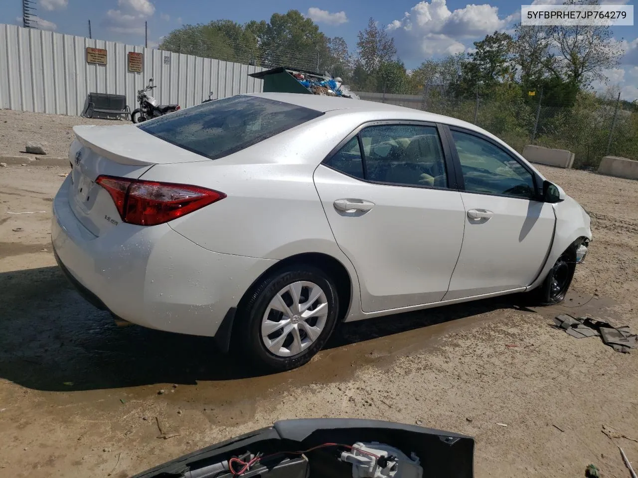 2018 Toyota Corolla Le Eco VIN: 5YFBPRHE7JP764279 Lot: 72362264