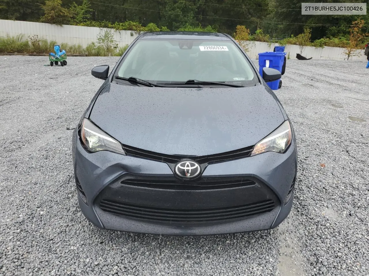 2018 Toyota Corolla L VIN: 2T1BURHE5JC100426 Lot: 72806934