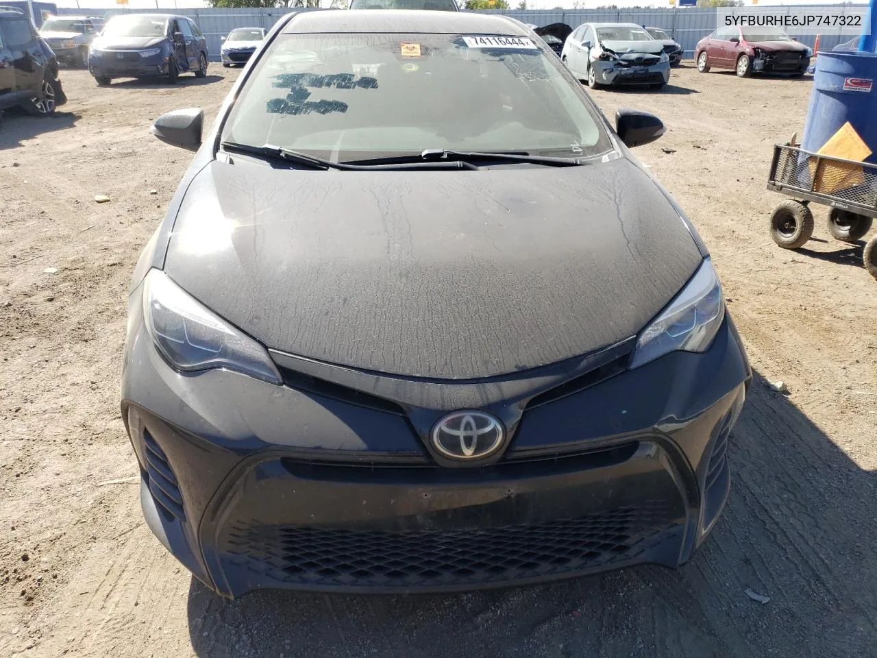 2018 Toyota Corolla L VIN: 5YFBURHE6JP747322 Lot: 74116444