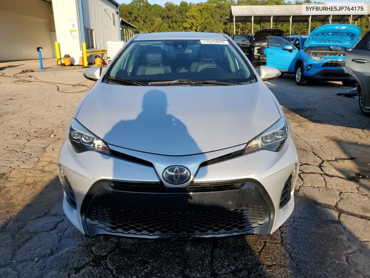 2018 Toyota Corolla L VIN: 5YFBURHE5JP764175 Lot: 74545644