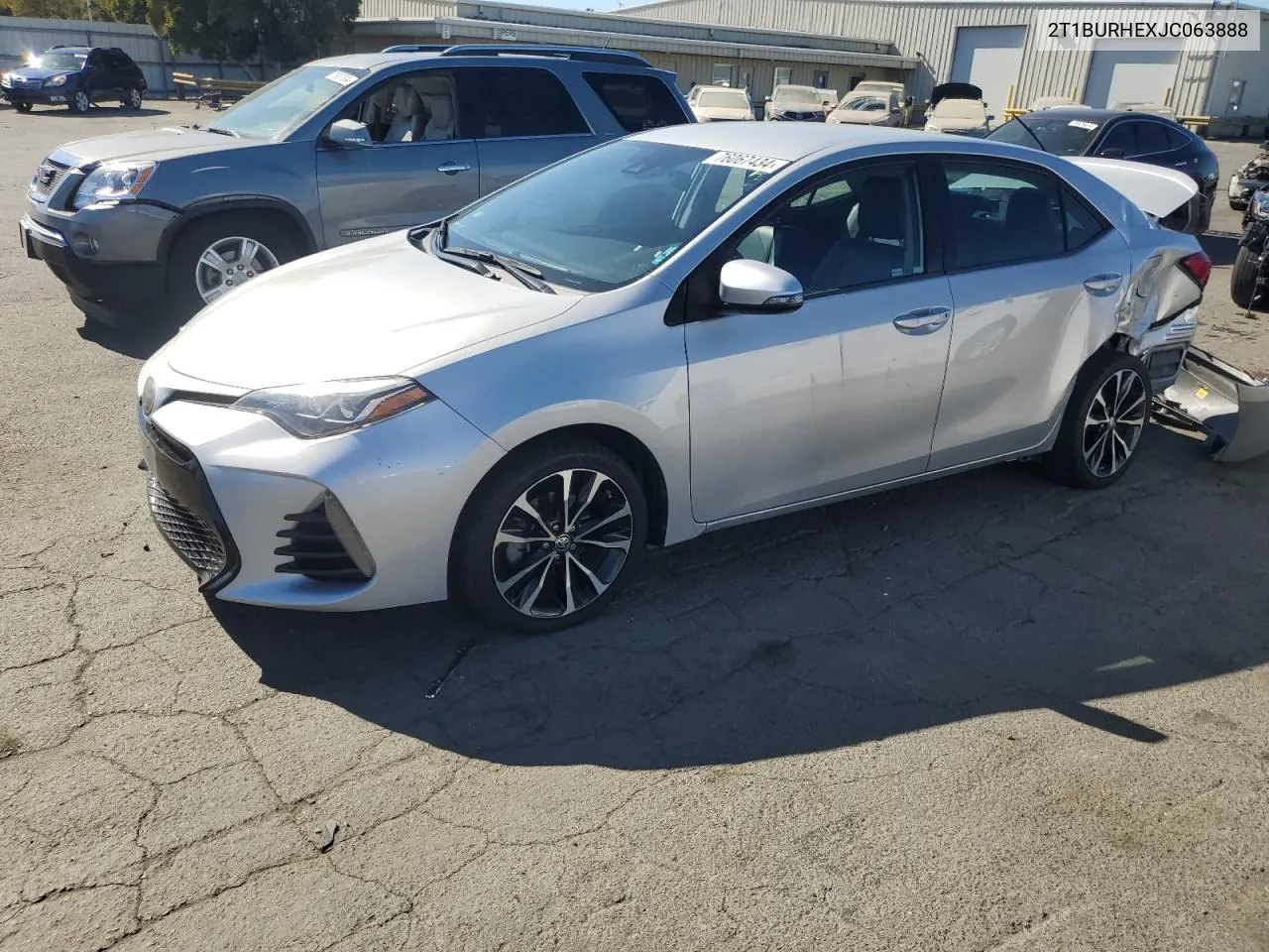 2018 Toyota Corolla L VIN: 2T1BURHEXJC063888 Lot: 76067434