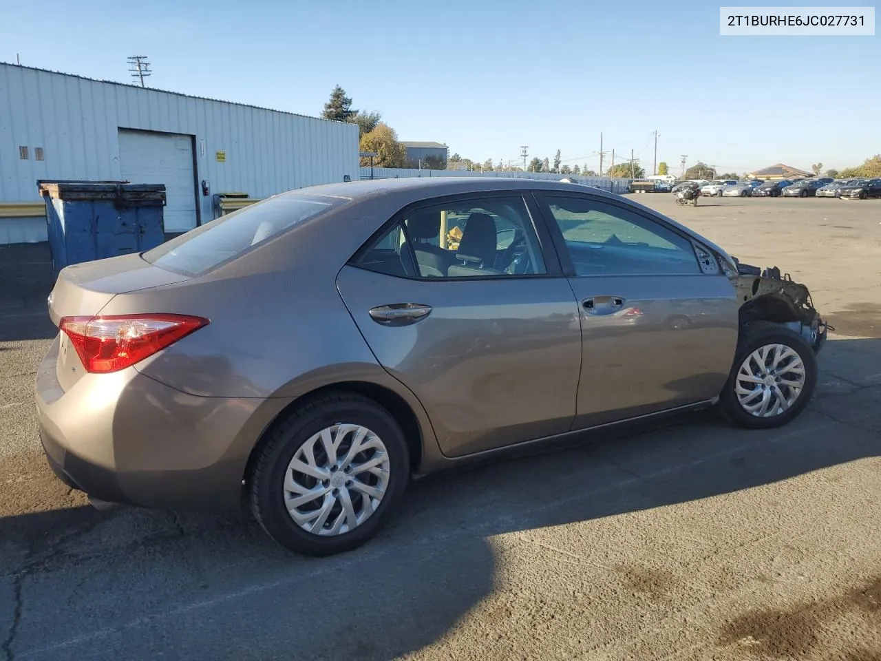 2018 Toyota Corolla L VIN: 2T1BURHE6JC027731 Lot: 76821064